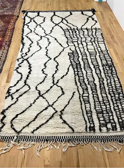 Vintage Moroccan Beni Ourain Wool Rug 5'4" x 9'2", Mellah, View more