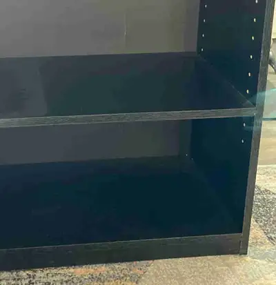 Bookcase black, short 32” High x 25” Wide x 12” Deep 3 shelves, 2 adjustable