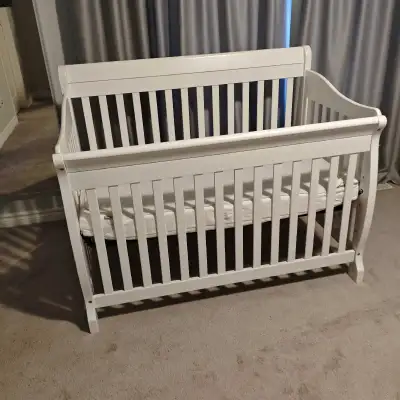 Convertible Baby Crib with Mattress and 3 Fitted Bed Sheets , View more
