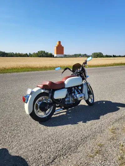 Very unique 1978 goldwing 1000 Very nice leather work, mini apes,harley back fender with tombstone t...