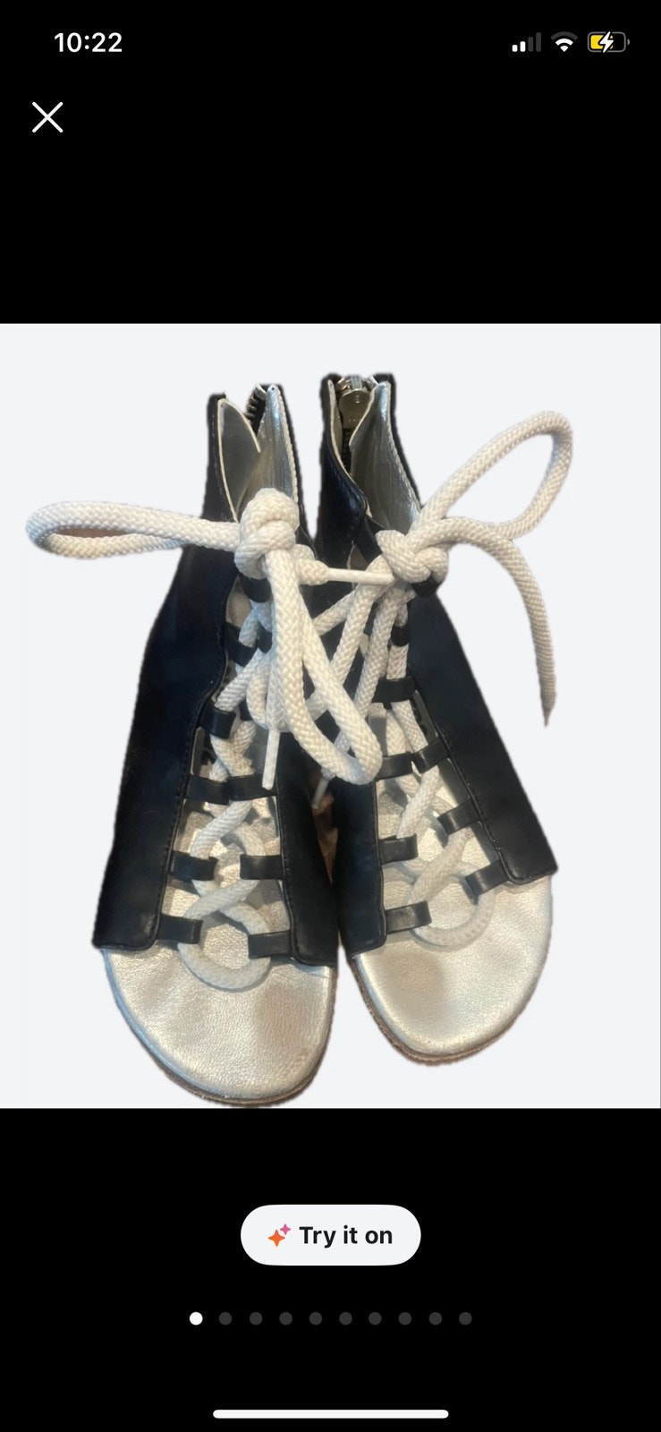 Dsquared2, DSQUARED2 Black & Silver Gladiator Sandals - Size 28