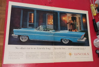 VINTAGE 1957 LINCOLN PREMIER CONVERTIBLE ORIG AD - ANNONCE 50S
