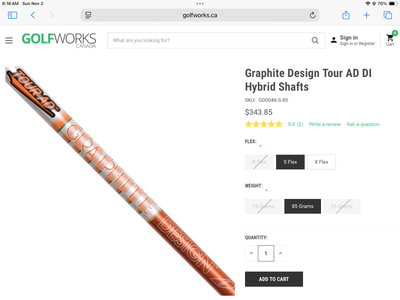 Tour AD Di 85 Stiff Premium hybrid/utility iron shaft Mint*, View more