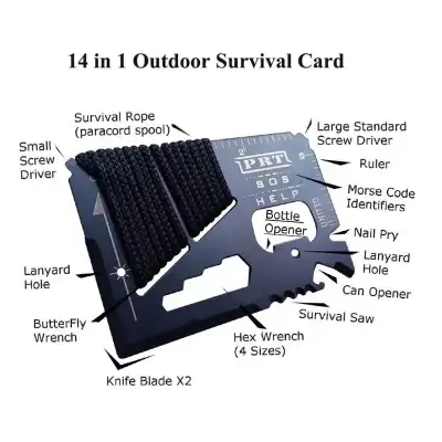 14-in-1 Survival Card - 2pk, View more
