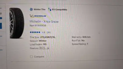Michelin X ice Snow . Details in the image Has been used for 3 winters but on a car barely driven.