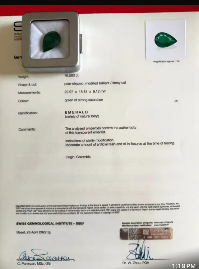 16.5 ct Colombian Emerald63654758841345121