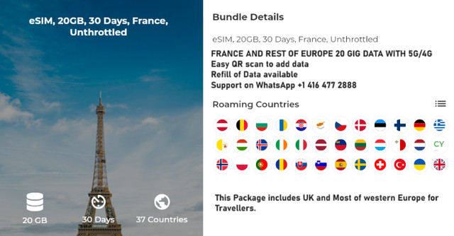 99 cents / day - eSIM for Roaming into USA Europe Asia in Travel & Vacations in Edmonton