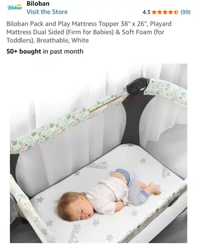 New sealed Biloban Pack and Play Mattress pad 38" x 26"x2”, View more