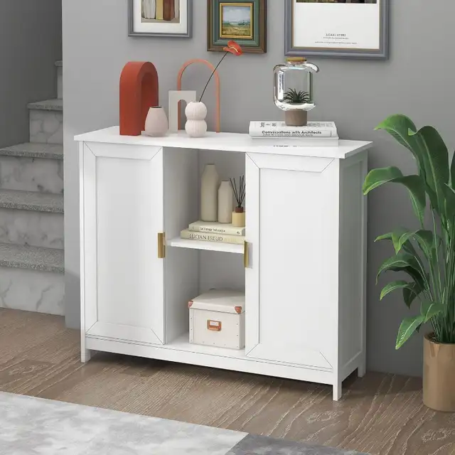 TaoHFE White Storage Cabinet,Credenza Buffet Cabinet Wooden Coff in Hutches & Display Cabinets in City of Toronto - Image 6