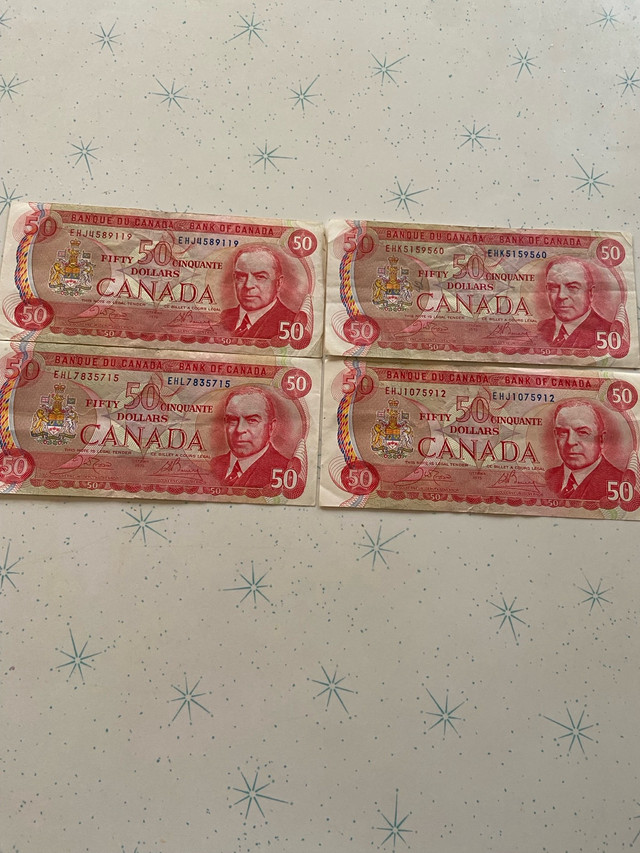 Canada $50 Dollars bank notes 4 1975 Crow/Bouey RCMP musical  in Arts & Collectibles in Edmonton