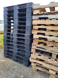 Plastic and wood pallets