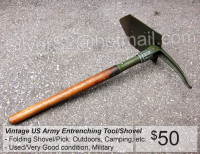 * US ARMY Military Vintage Folding Shovel + Pick *