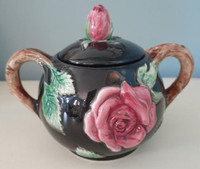 Vintage 1987 Fitz and & Floyd Midnight Rose sugar bowl and lid