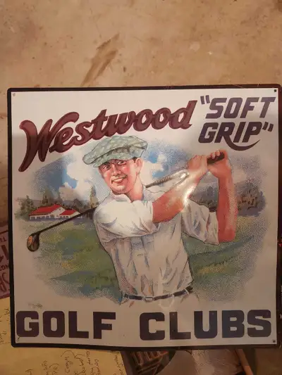 Vintage Golf Clubs Metal Sign Fender, View more