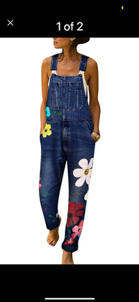 New floral jean overalls