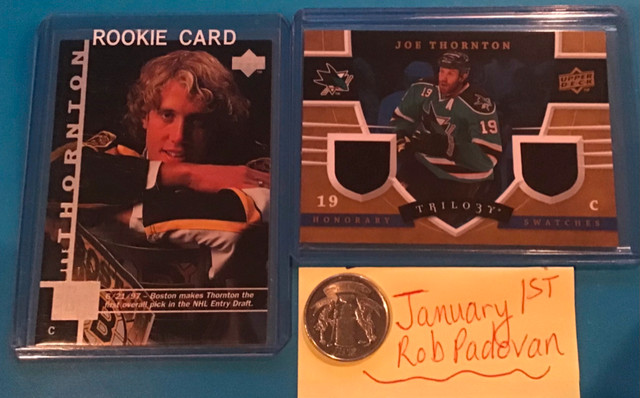 NHL Future HOFer Joe Thornton Dual Jersey Card, 2 Rookies more in Arts & Collectibles in Guelph