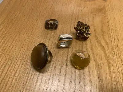 Five Costume Jewelry Rings, View more