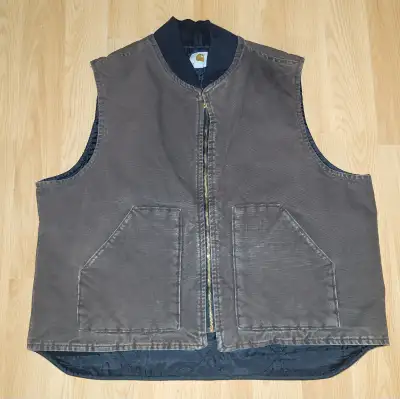 Carhartt distressed quilted vest / insulated bib overalls, View more
