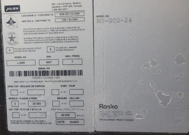 Rosko countertop Griddle 24 inch  in Industrial Kitchen Supplies in Kitchener / Waterloo - Image 3