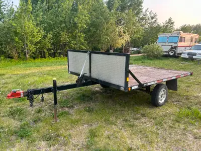 Tilting Trailer 8 x 10 For Sleds or Quads New tires plus a Spare tire Front Winch All Lights work 2...