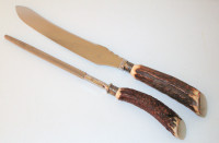 Vintage Couteau et aiguiseur de corne de cerf, Stag Horn Cutlery