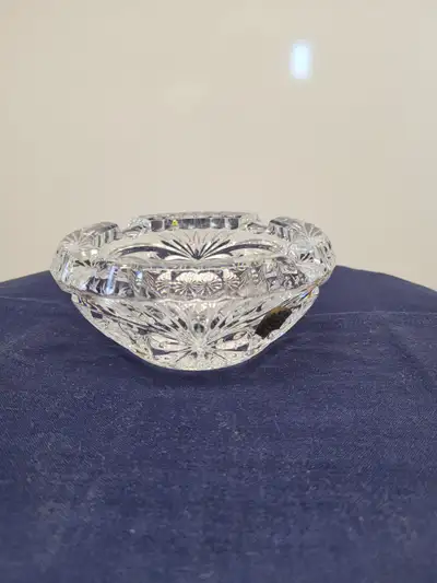 VTG Bohemian “Pinwheel” Crystal Ashtray/Candy Bowl/ Trinket Hold, View more