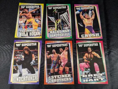 6 WWE WWF Superstar Post Cards - Hogan - Hart - Undertaker 1993, View more