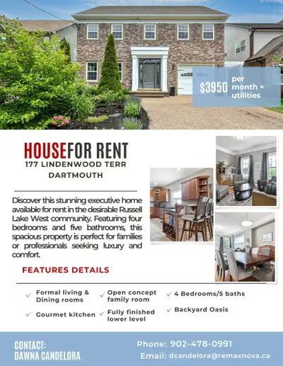 Discover this stunning executive home available for rent in the desirable Russell Lake West communit...