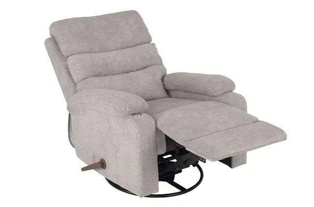 Swivel Rocker Recliner Chair In Beige Chenille Linen Fabric.. in Chairs & Recliners in Oakville / Halton Region - Image 8