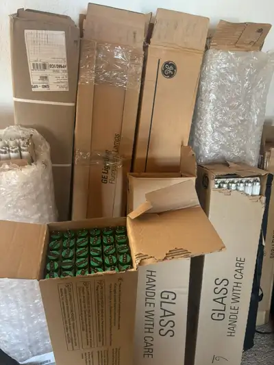 Cases of 3ft and 4ft fluorescent light bulbs - T8, 3000K, View more