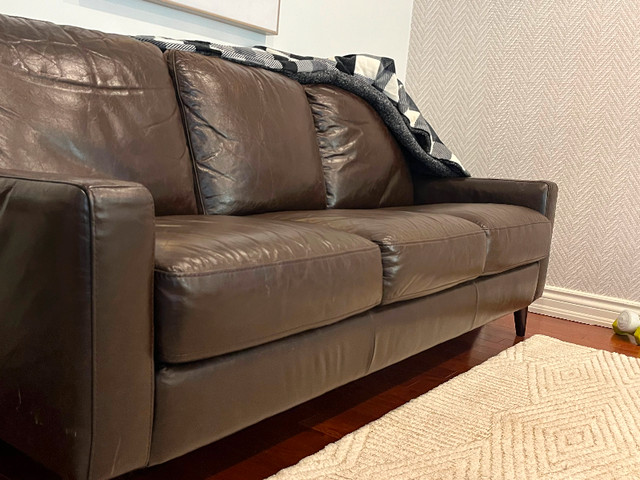 2  Leather three seat couches, gorgeous soft leather in Couches & Futons in Markham / York Region - Image 3