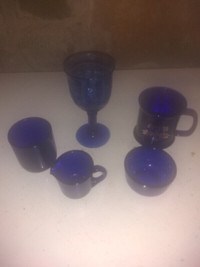 Antique Blue Glassware Cups