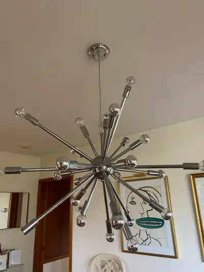 Beautiful silver lighting with so much midcentury character. Contact for dimensions.