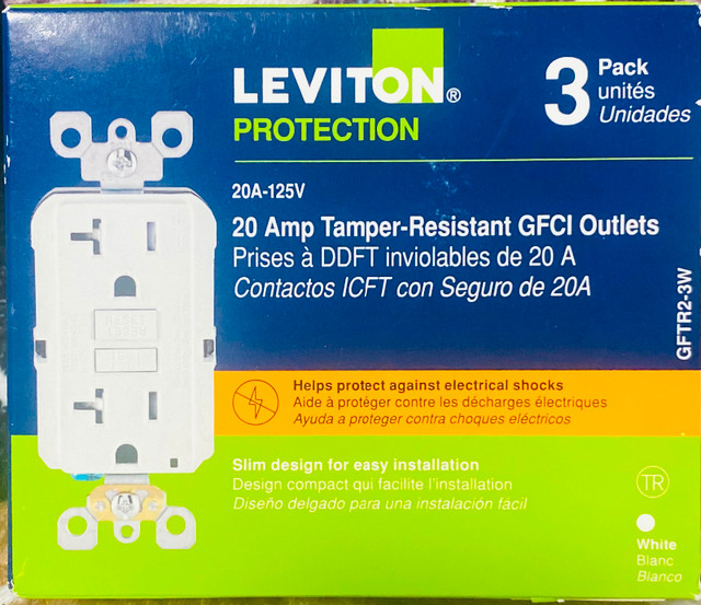 Leviton Decora 15 Amp Tamper-Resistant Slim GFCI Receptacle. in Electrical in Abbotsford