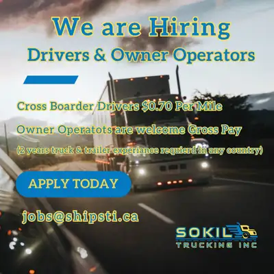 WE ARE HIRING ! Please email your CVOR, MVR and a Copy of Drivers License with all your Letters of e...