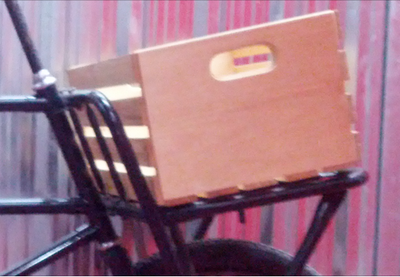 wooden crate ideal for the front or rear cargo rack on your bike, View more
