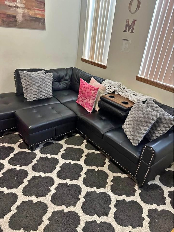 Stylish Sofa With Studs And With Ottoman. in Couches & Futons in Trenton