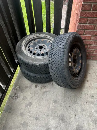 3 Motomaster 195/65R15 winter tires on steel rims- 2014 VW Jetta