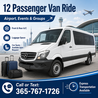 12 Passenger Van Ride for Airport, Events and Groups, View more