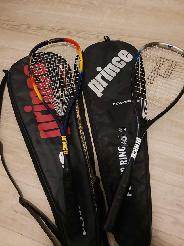 2 Prince Power Ring squash racquets -like new + ball in Tennis & Racquet in Ottawa