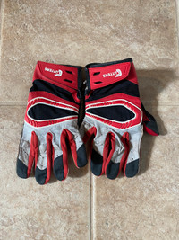 Cutters, football gloves, adult, small, red, and black