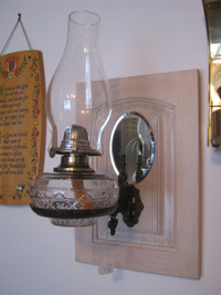 Antique Oil Lamp - Bracket on Plaque