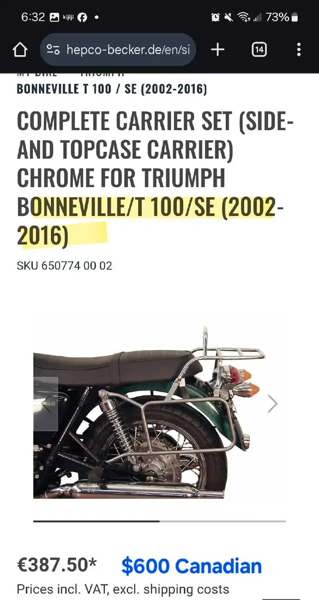 Triumph Bonneville T100 and SE 2002 - 2017 luggage in Motorcycle Parts & Accessories in City of Toronto - Image 10