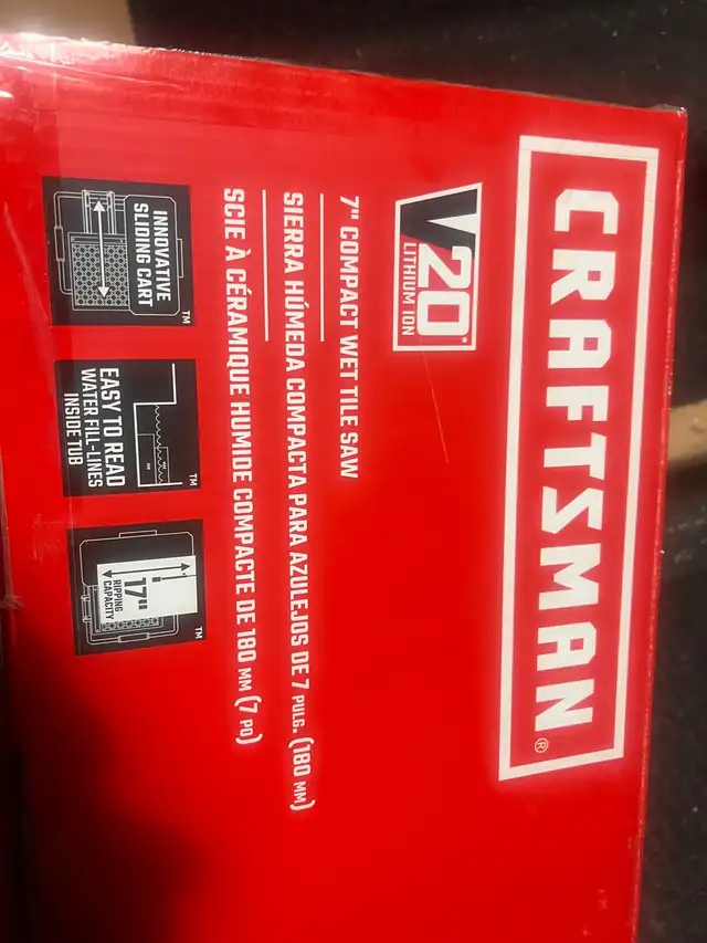CRAFTSMAN V20 7-in Compact Cordless Wet Tile Saw in Power Tools in Mississauga / Peel Region - Image 4