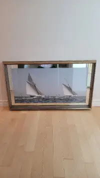 Sailboat Picture and Rippled Glass Frame