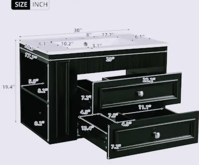 Vanité de salle de bain; 30'' bathroom Vanity with drawer in Bathwares in Laval / North Shore - Image 3