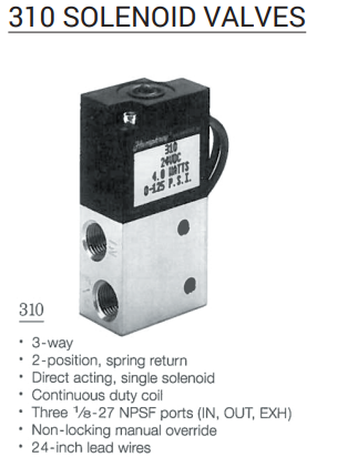 Humphrey 31024VDC Solenoid valve 24VDC 4.5W 0-125PSI, View more