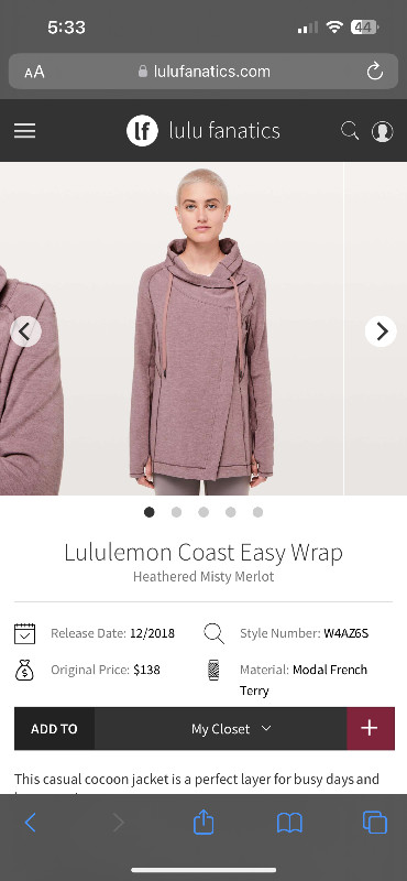 Lululemon Coast Easy Wrap Jacket in Women's - Tops & Outerwear in Petawawa - Image 3