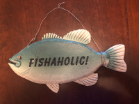Fishaholic  wooden hanging plaque