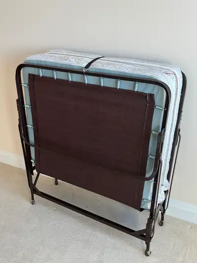 Folding/Roll-Away Twin Bed with metal frame and spring mattress, View more